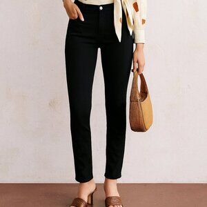 Eileen Fisher Black Slim Pants Size 10 Tencel Blend Stretch Pull-On Minimalist